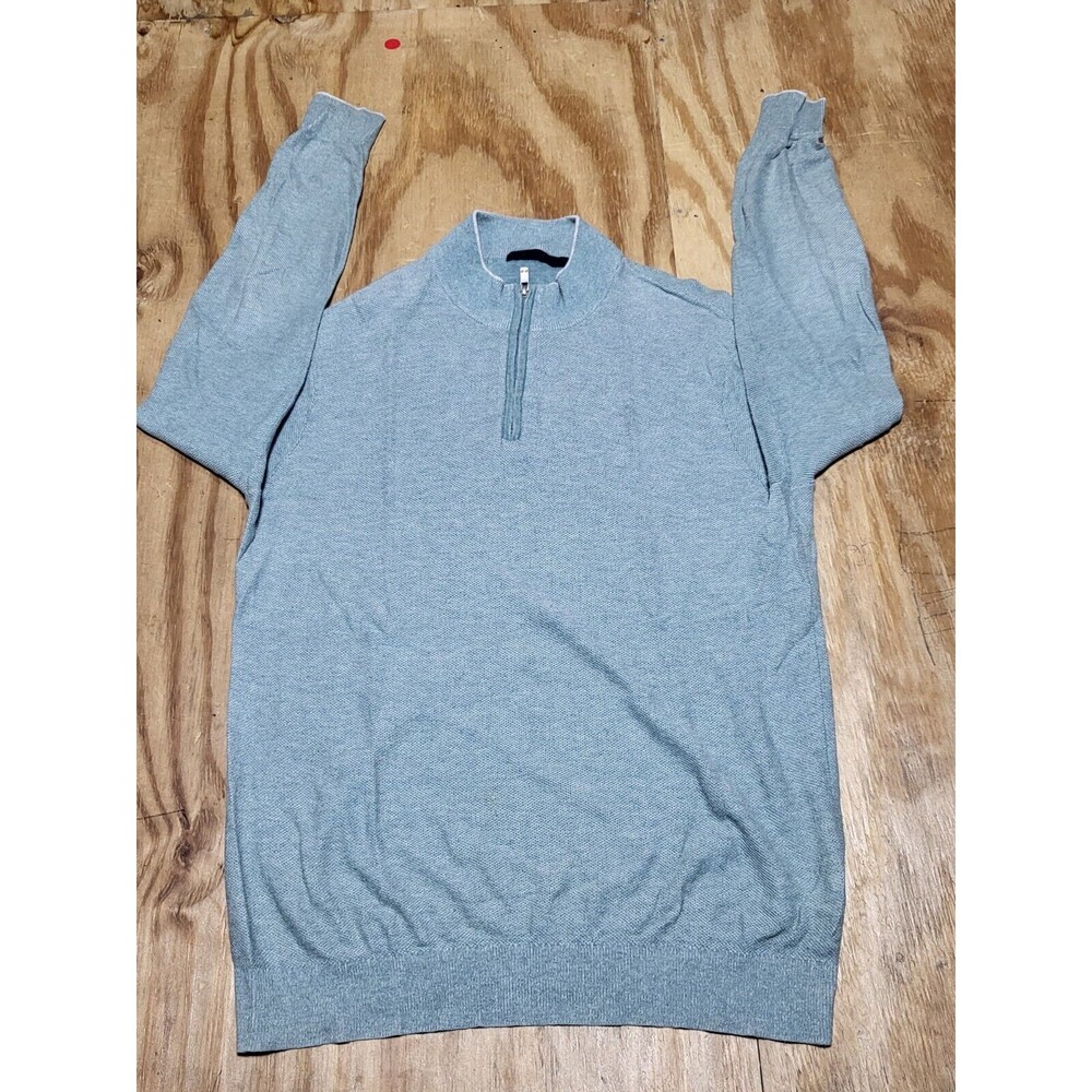 Raffi 1/4 Zip Mockneck Sweatshirt Men Large Gray Pullover Knit @L7